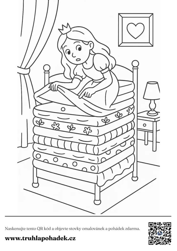 Princezna na hrášku omalovánka